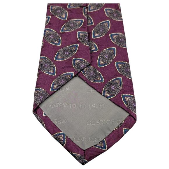 Robert Talbott‎ Best of Class Tie 56" Purple Blue Medallions Silk USA Vintage - Picture 3 of 9